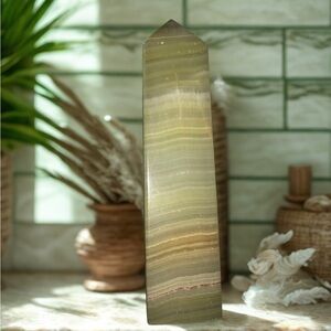 Green Onyx Tower | 4-Sided Point | 240g | Polished Crystal Obelisk